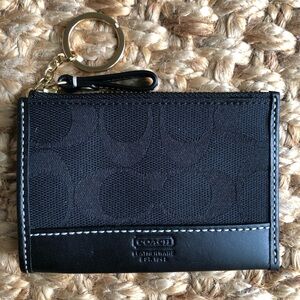 New: Coach Signature Mini Skinny ID Case. Canvas and Leather